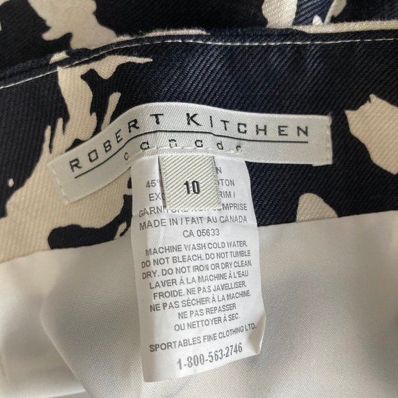 Black and cream abstract print linen skirt (size 10) Robert Kitchen Canada - Picture 3 of 10